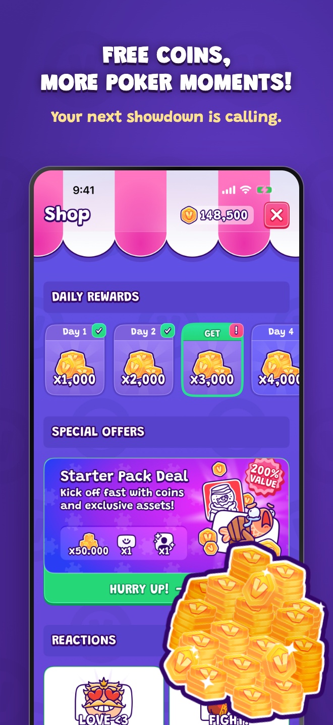 Free coins, more poker moments — claim your daily rewards