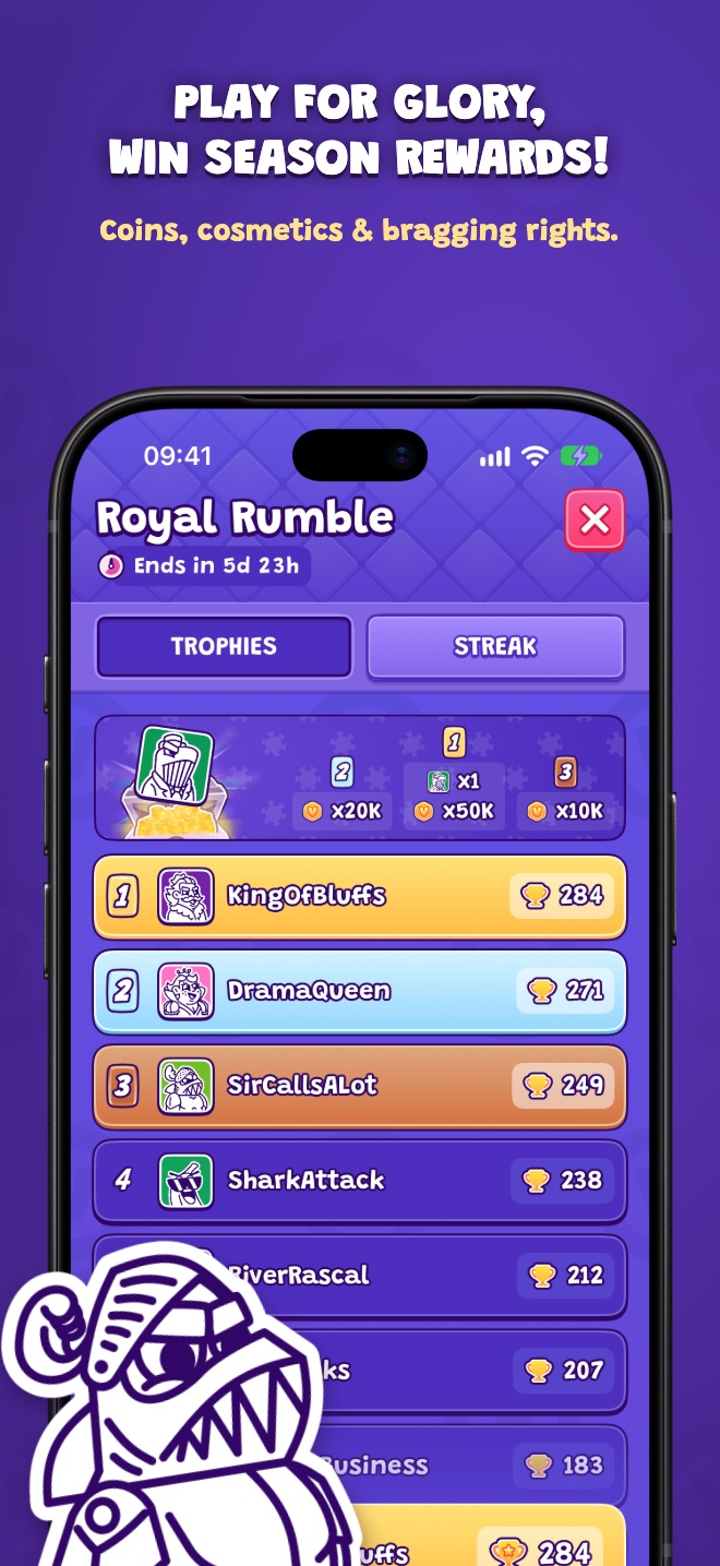 Play for glory, win season rewards! — Coins, cosmetics & bragging rights.