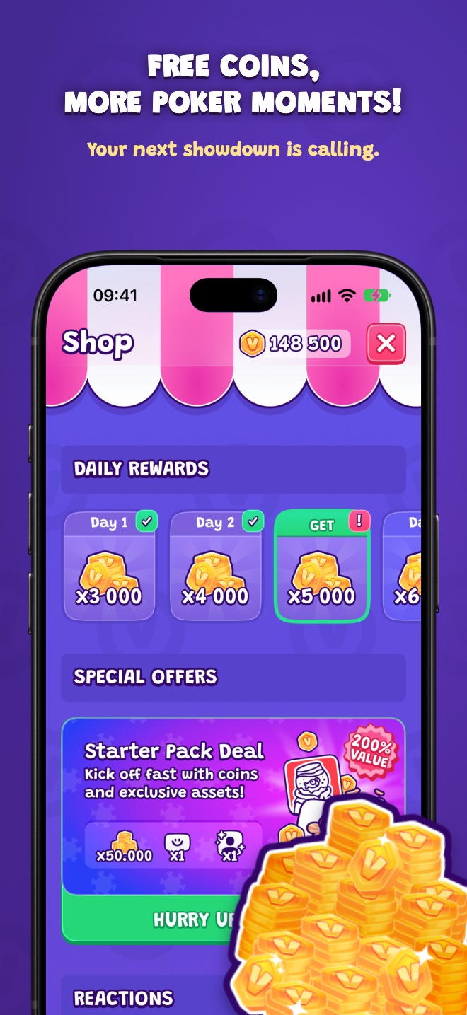 Free coins, more poker moments! — Your next showdown is calling.