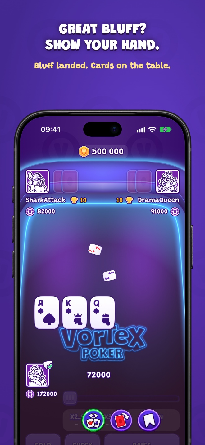 Great bluff? Show your hand. — Bluff landed. Cards on the table.