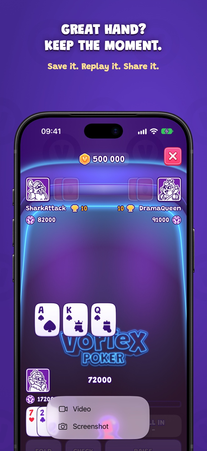 Great hand? Keep the moment. — Save it. Replay it. Share it.