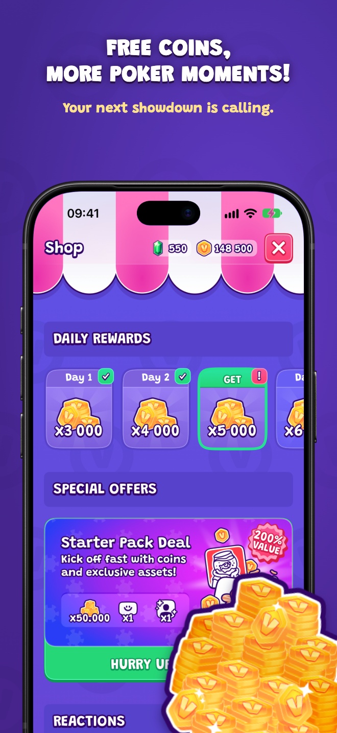 Free coins, more poker moments! — Your next showdown is calling.